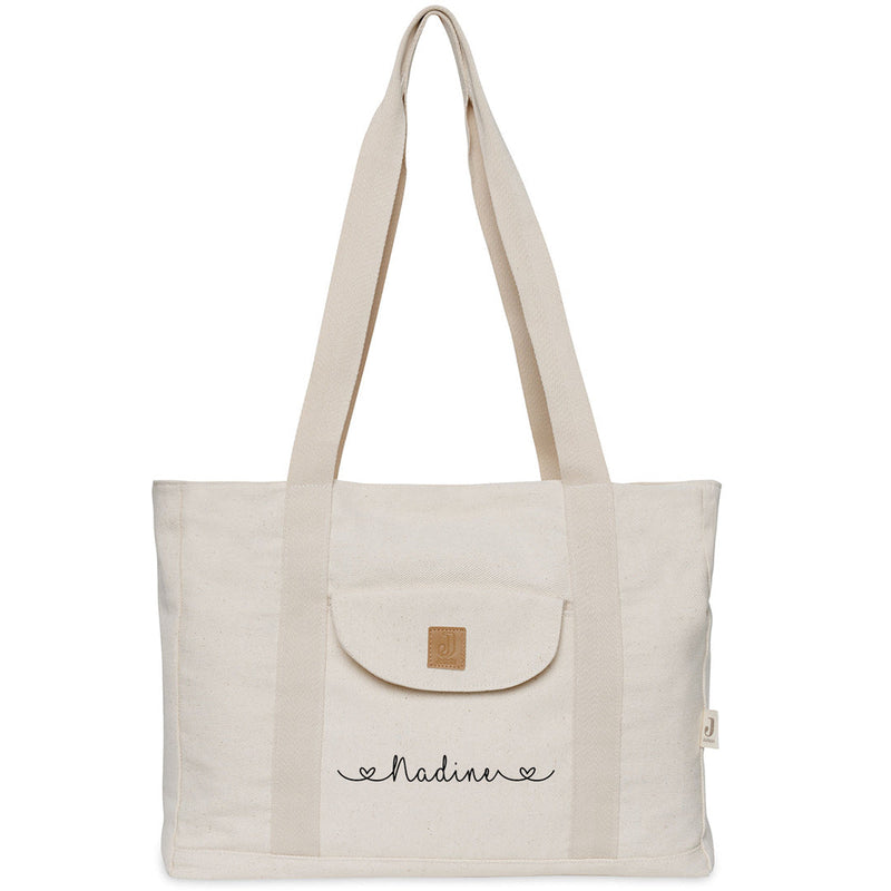 Jollein Wickeltasche Shopper Twill Sand mit Wickelunterlage, personalisierbar
