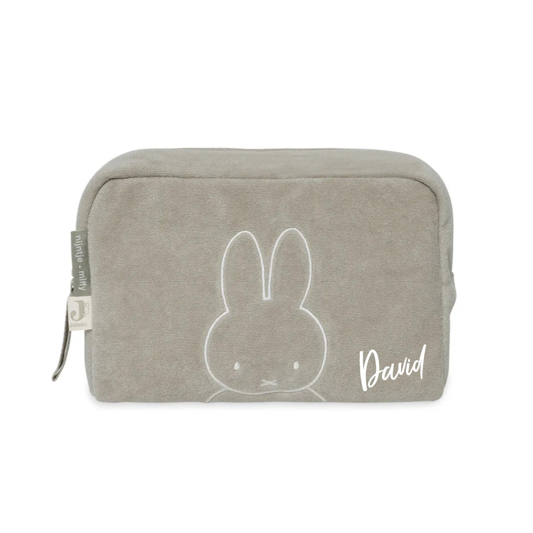 Jollein Miffy Kosmetiktasche Frottee Olive Green – personalisierbar