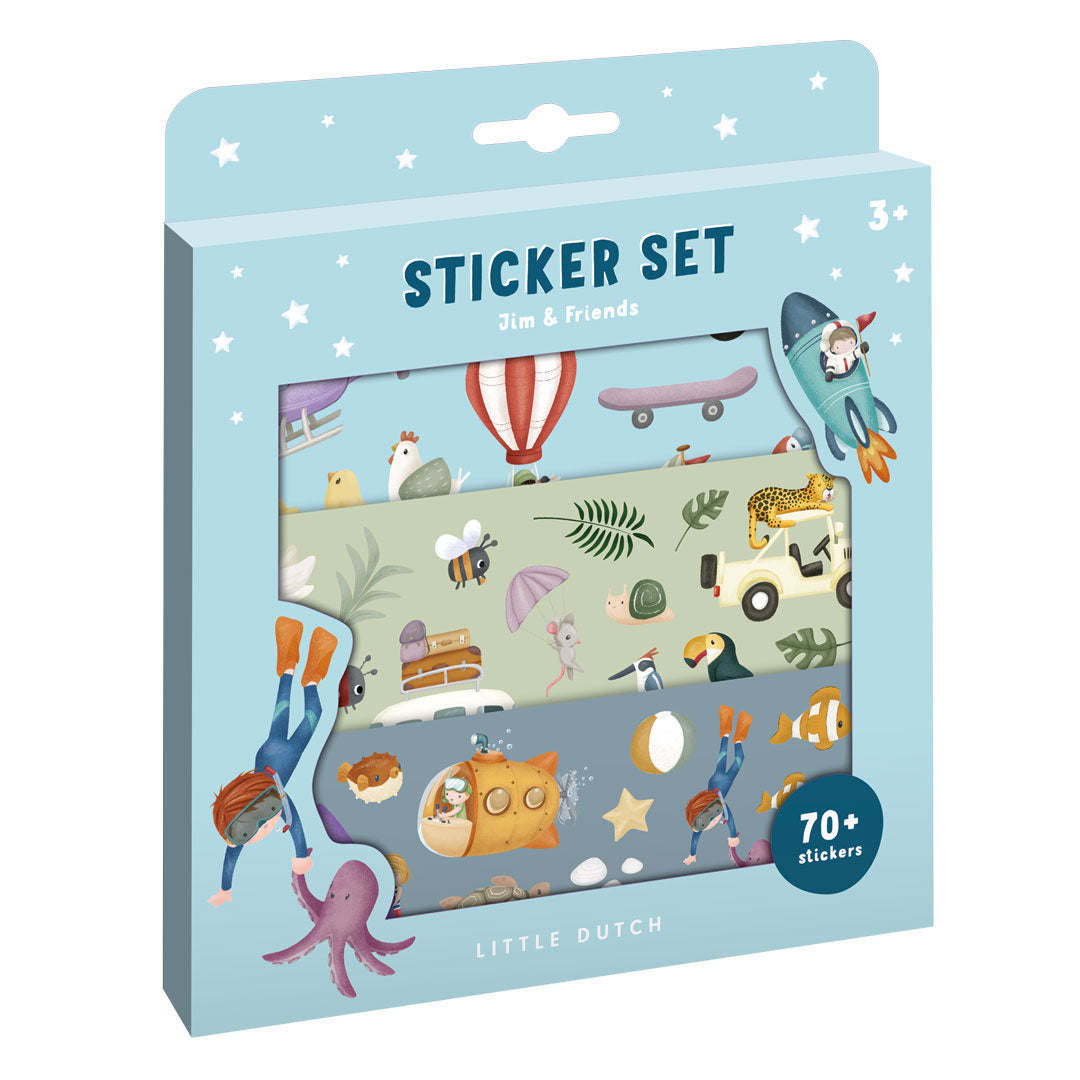 Jim & Friends Kindersticker von Little Dutch – 3 Bögen mit verschiedenen Motiven