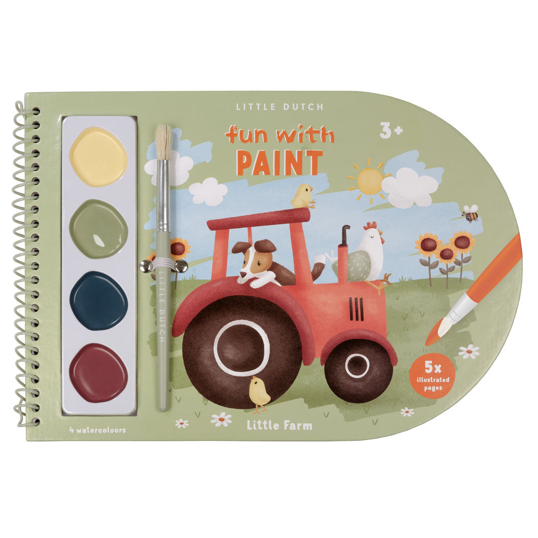 Little Dutch Malbuch Little Farm mit Bauernhofmotiven, Pinsel und Wasserfarben