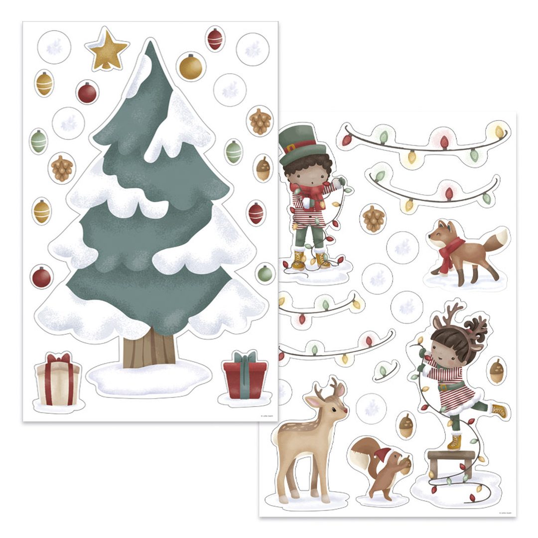 XL-Fenstersticker Weihnachtsbaum mit wiederverwendbaren Weihnachtsmotiven