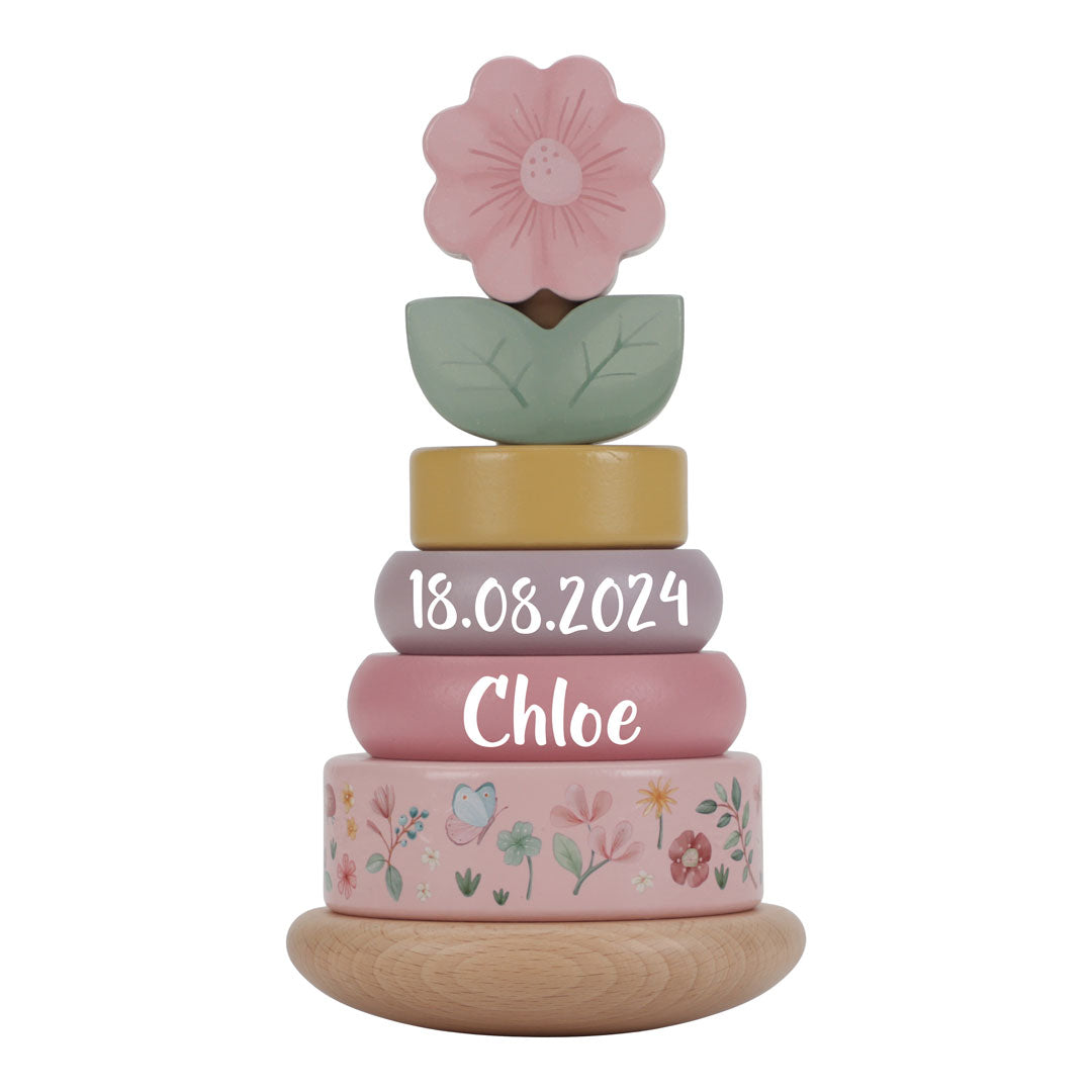 Personalized Wooden Stacking Tower for Birth – Fairy Garden