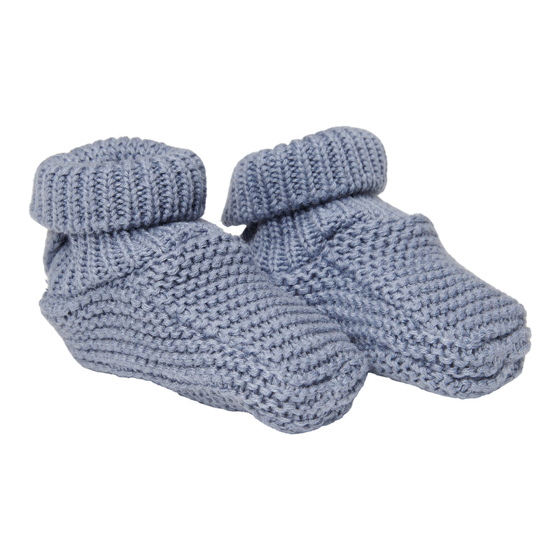 Blaue Baby-Strickschuhe – Paar in Strickoptik