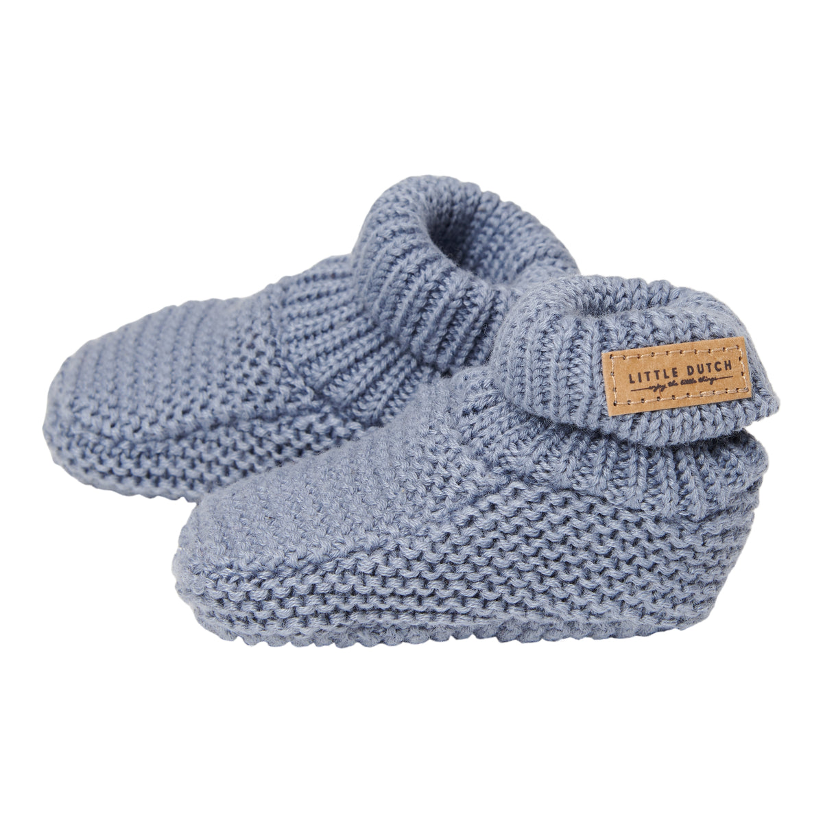 Baby-Strickschuhe Blau – Detailansicht