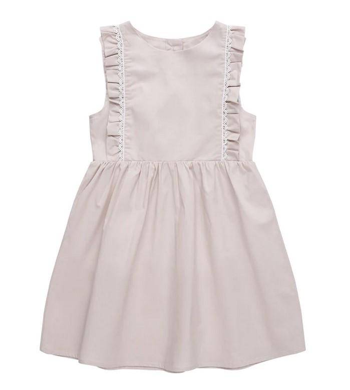 leevje Kleid Powder Gray Beige mit Spitzendetails Größe 86/92