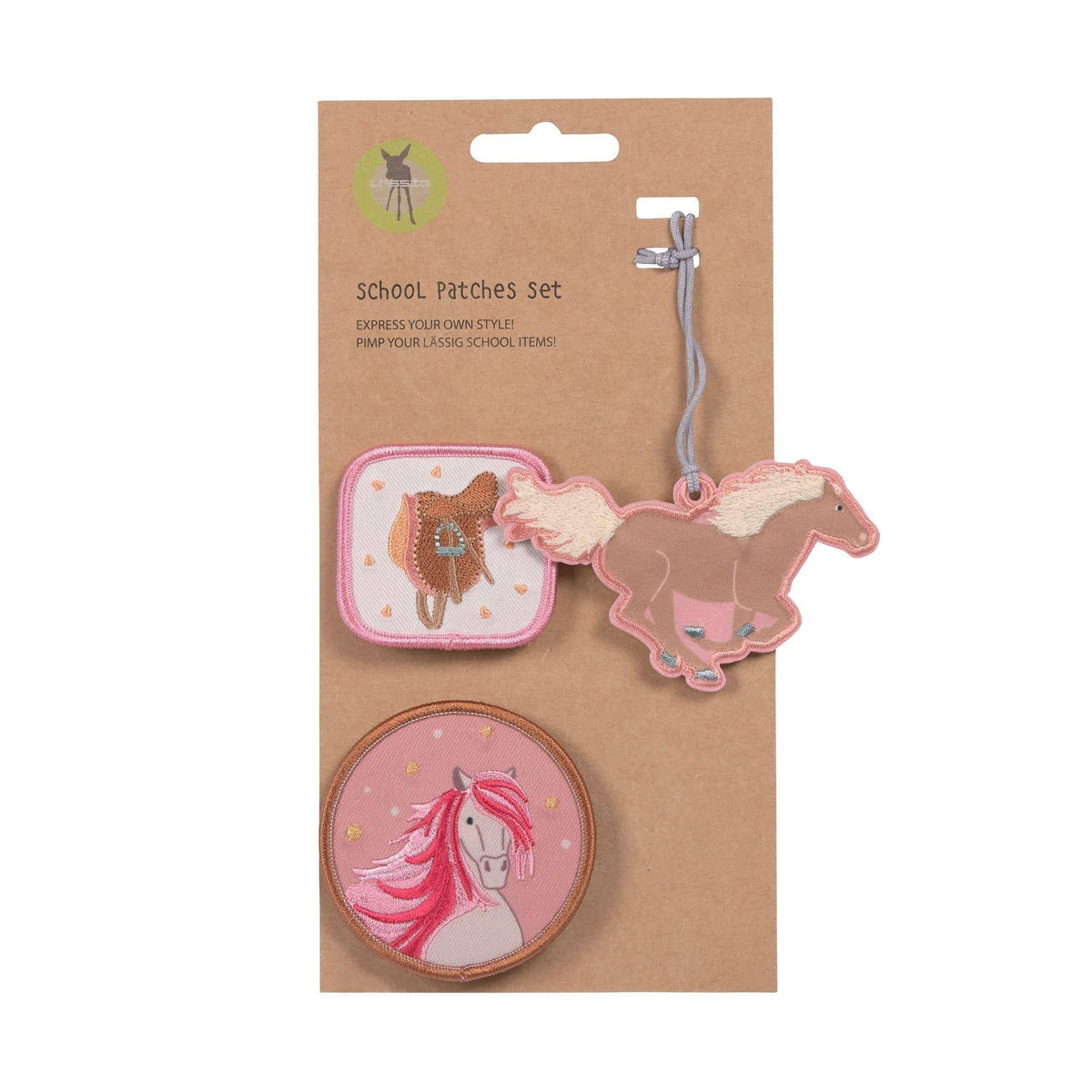 Lässig Schulranzen-Patches Pferde mit zwei Patches und Anhänger