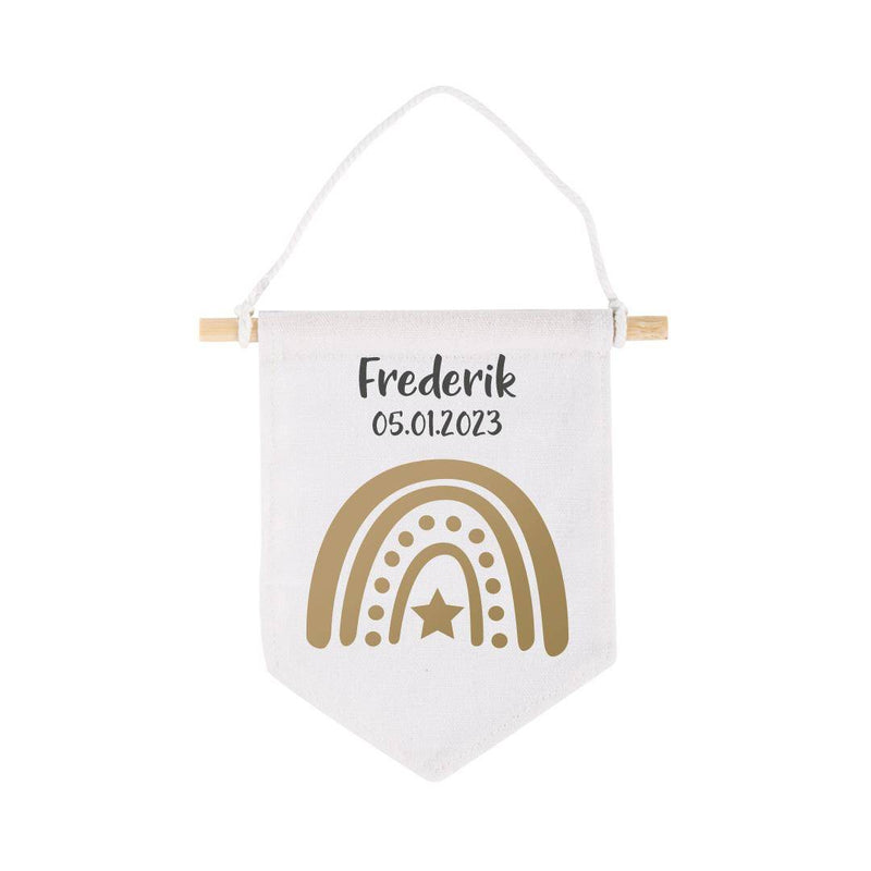 Stoffen wimpel met naam 14x14 cm | Schmatzepuffer