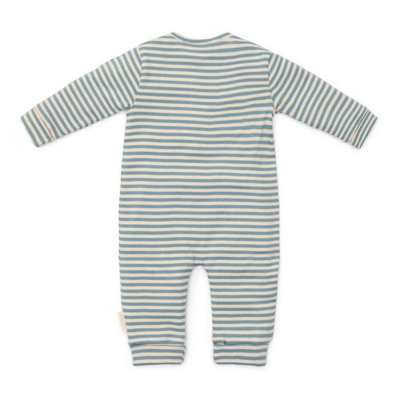 Baby-Strampler Stone Blue Stripe in Blau – Forest-Friends-Design für Größen 44 bis 74