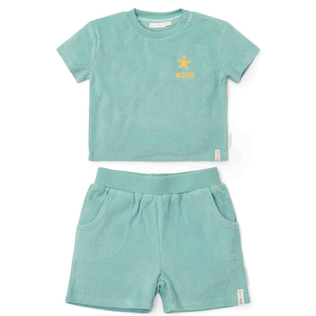 Little Dutch T-Shirt & Shorts Set Surf Blue
