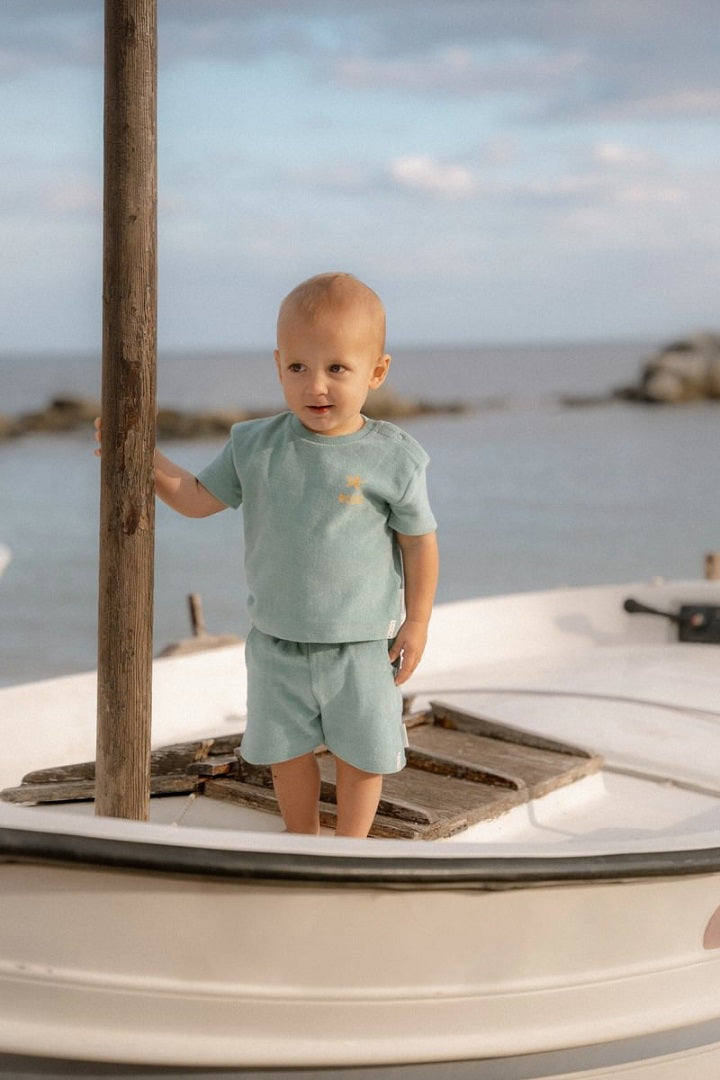 Conjunto de camiseta y pantalones cortos Little Dutch Surf Blue