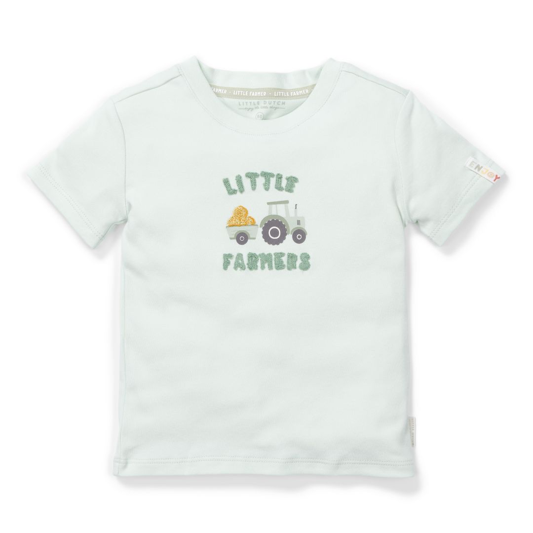 Little Dutch T-Shirt Farm Green kurzarm in Größe 74 aus Bio-Baumwolle