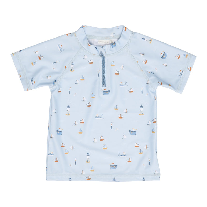 Badeshirt Sailors Bay Hellblau von Little Dutch – Kinder-Schwimmshirt