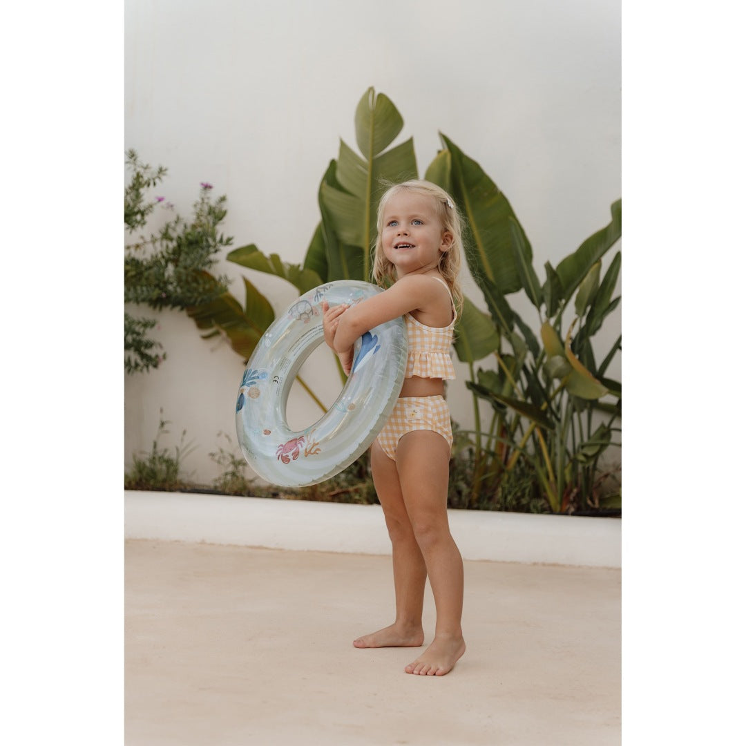 Fresh Greens Kinder-Schwimmring mit grün-weißem Design und Meeresmotiven