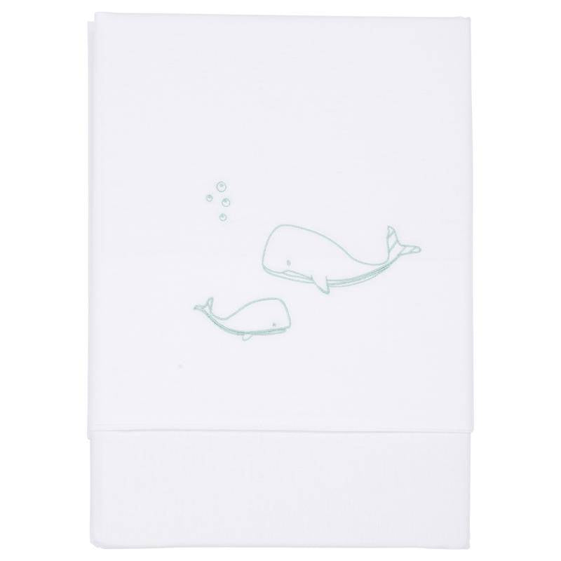 Drap de lit enfant Ocean Mint brodé 110×140 cm | Little Dutch