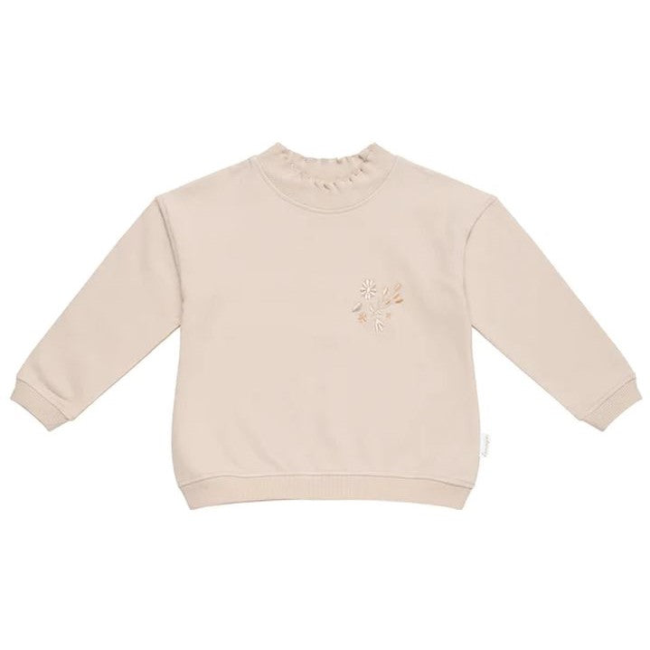 leevje Oversized Sweatshirt Powder Gray mit Rüschenkragen Größe 74/80