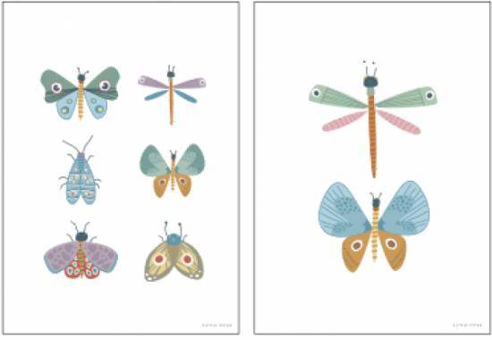Little Dutch Schmetterlingsposter A3 mit bunten Schmetterlingen