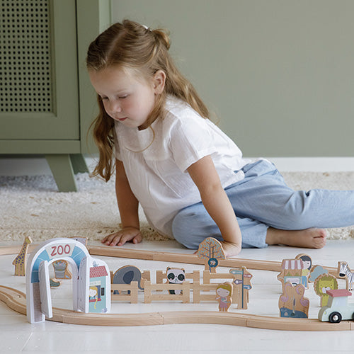 Houten speelgoedtrein dierentuin uitbreidingsset van hout | Schmatzepuffer
