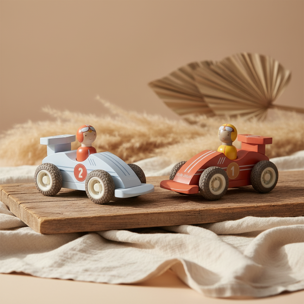 Little Dutch Pullback-Rennwagen aus Holz im 2er-Set