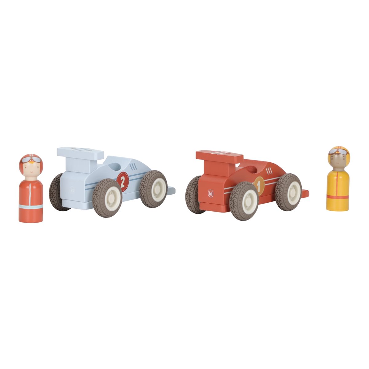 Little Dutch Holz-Rennwagen mit Rückziehmotor und Fahrerfiguren