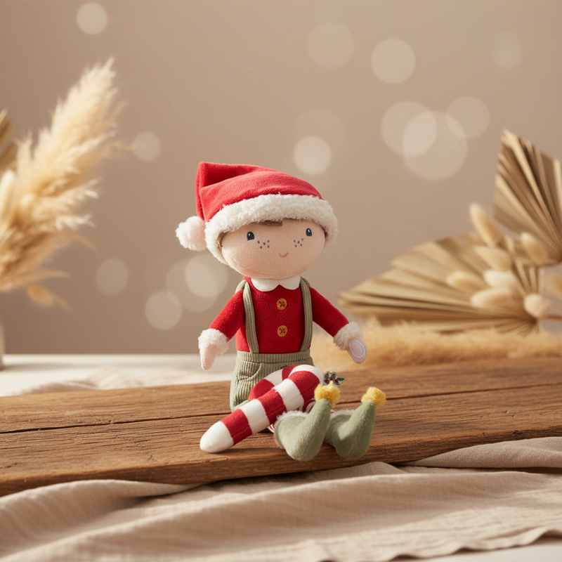 Kuschelpuppe Jim Weihnachten 35 cm mit roter Mütze und Zuckerstange