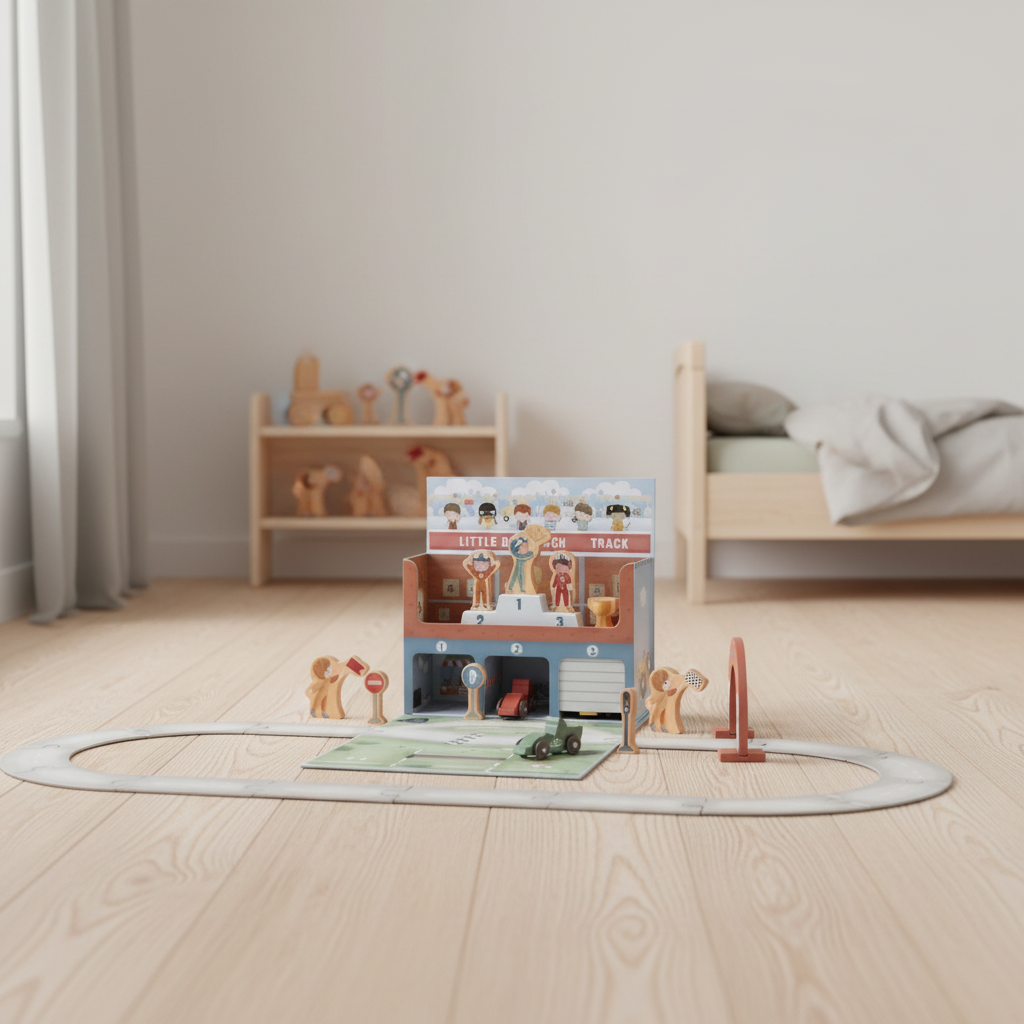 Little Dutch Spielkoffer mit Holz-Rennbahn