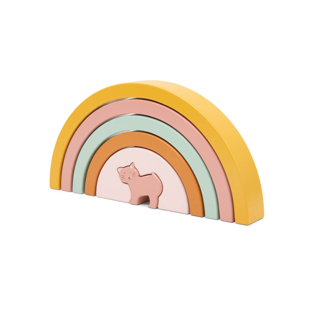 Jeu d'anneaux à empiler en bois Arc-en-ciel – Madame Chat | Trixie