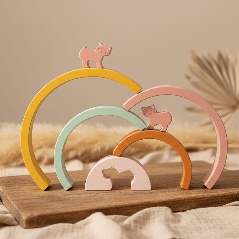 Regenbogen-Stapelspiel aus Holz – Frau Katze | Trixie
