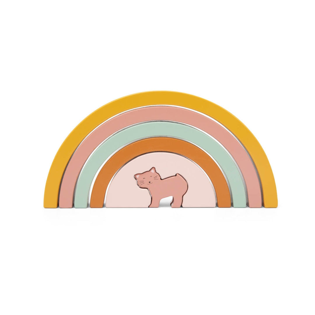 Jeu d'anneaux à empiler en bois Arc-en-ciel – Madame Chat | Trixie