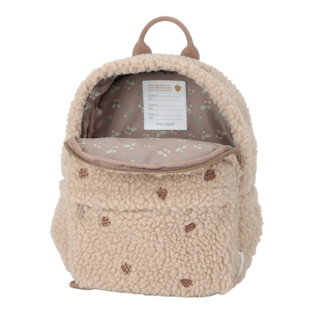 Little Dutch Teddy-Rucksack Taupe mit Flaschenhalterungen