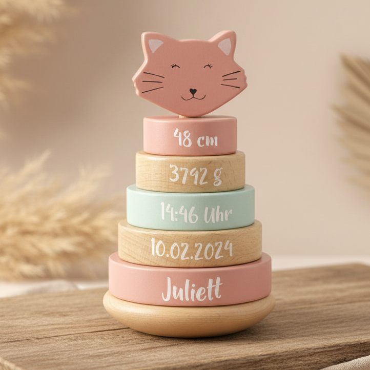 Houten stapeltoren - Mevrouw Kat - voor de geboorte | Trixie