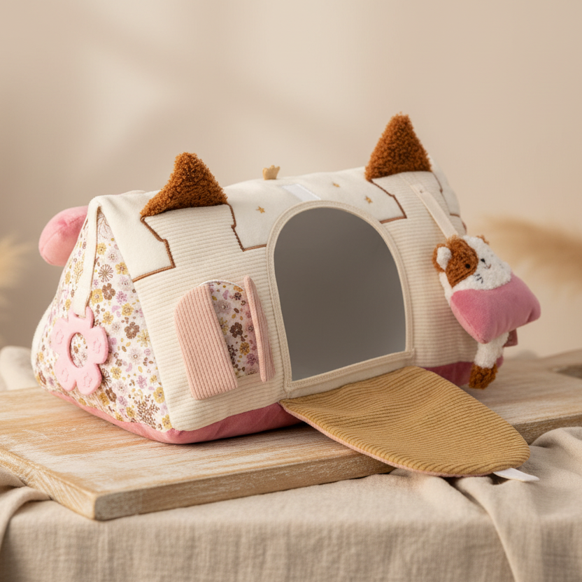 Flower Fairies Motorik-Dreieck für Babys – Detailansicht der weichen Spielelemente