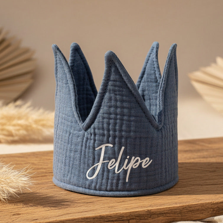 Jollein Geburtstagskrone Blau aus Baumwolle für den 1. bis 5. Geburtstag