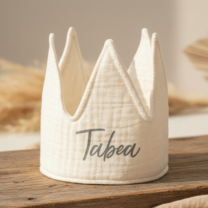 Jollein Geburtstagskrone Ivory aus Baumwolle mit Bindeband