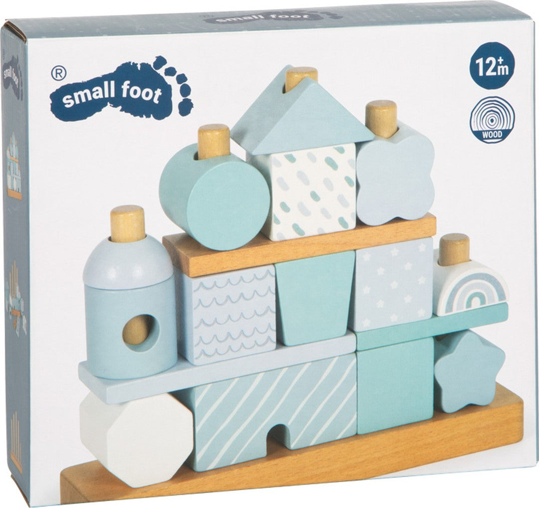 small foot Stapelhaus Blau – Originalverpackung des Holzspielzeugs
