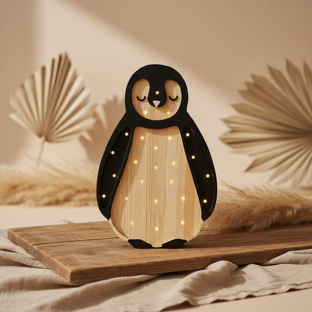 Little Lights Baby Pinguin Nachtlicht aus Holz