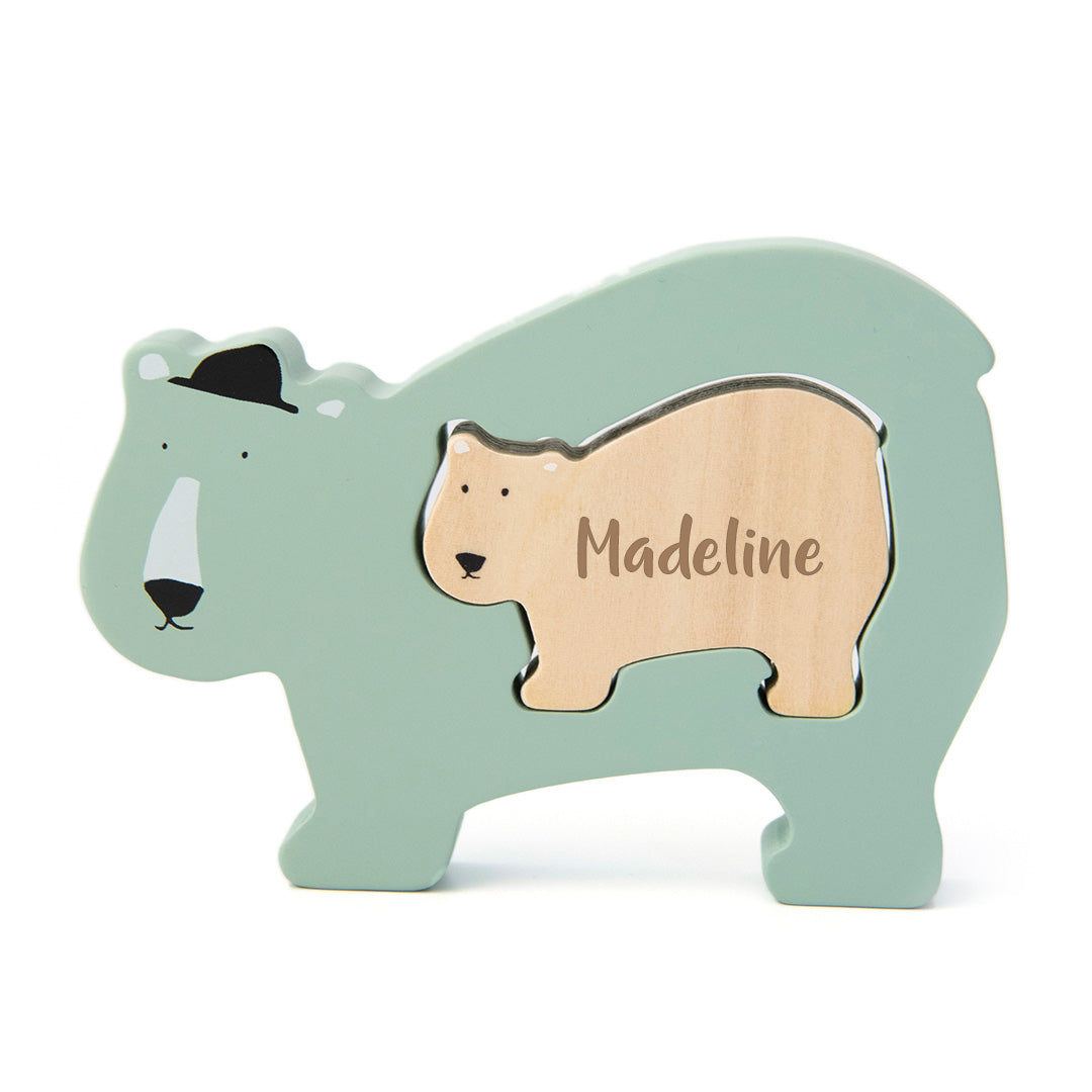 Personalisiertes Trixie Holzpuzzle Herr Eisbär