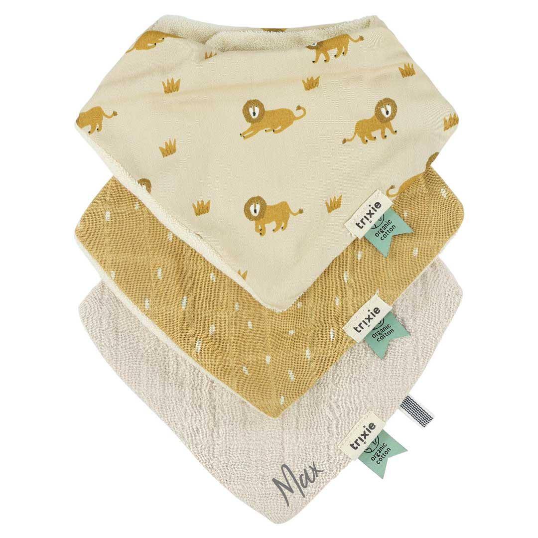 Trixie Bandana-Lätzchen Lively Lion 3er-Set aus Bio-Baumwolle