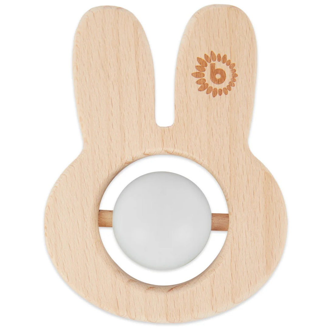 Bieco Beißring Hase mit Silikonball aus Holz und Silikon
