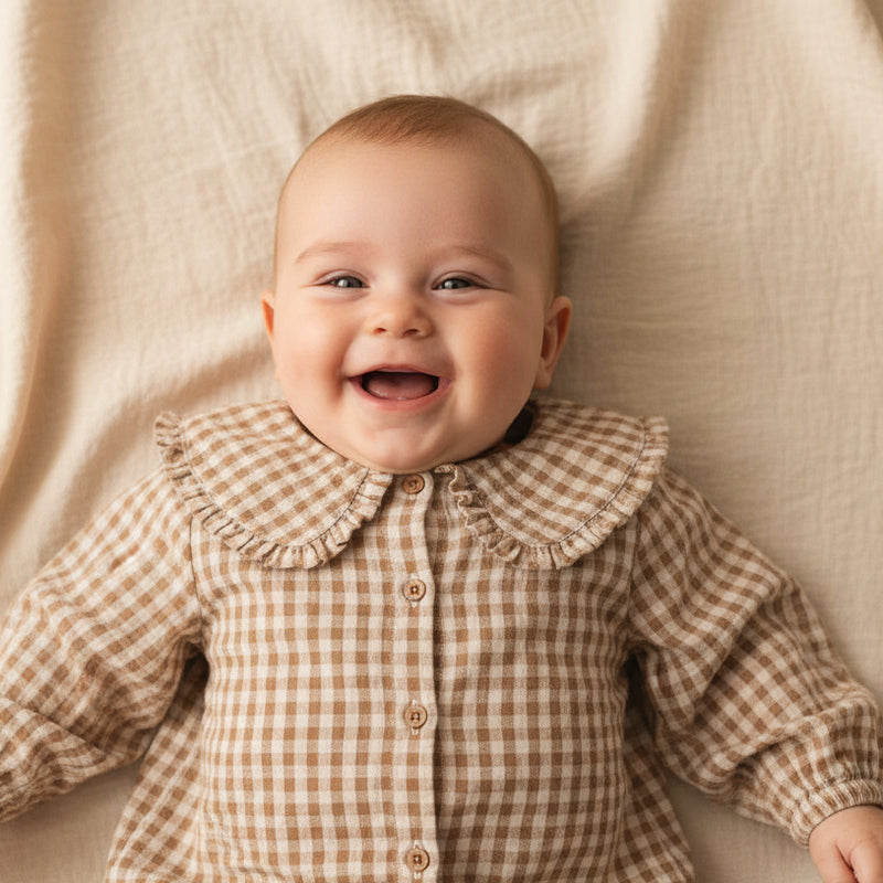 Little Dutch Bluse Braun kariert aus der Little Farm Kollektion