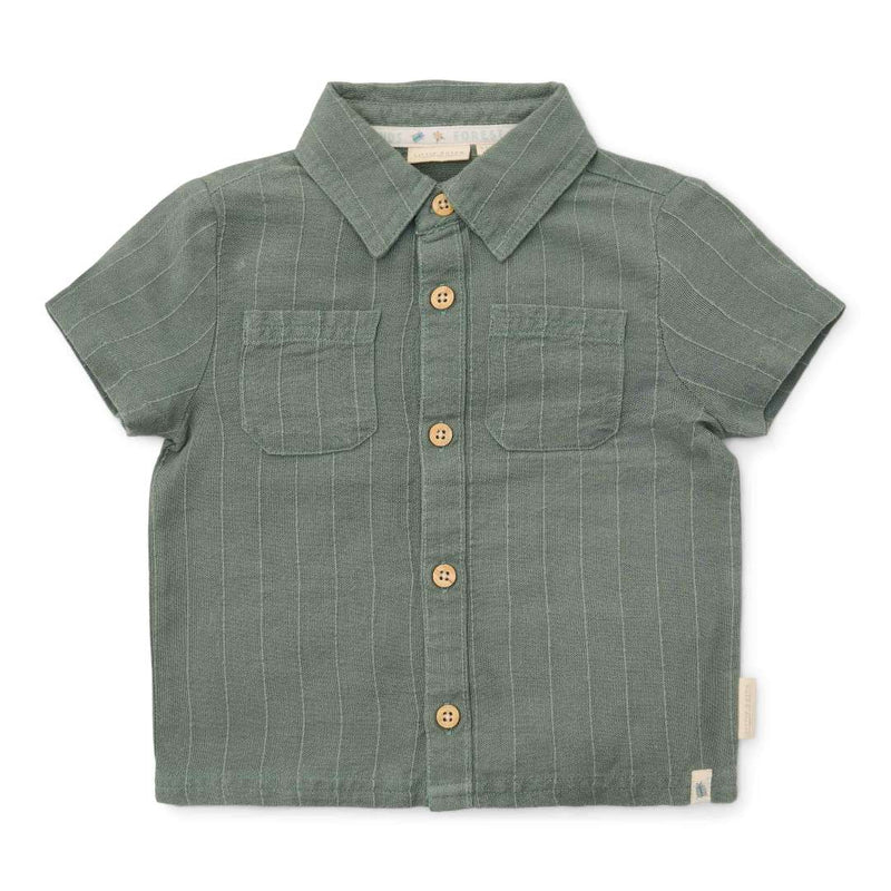 Little Dutch Kurzarm-Hemd Forest Green mit Kragen und Brusttaschen für Babys und Kinder