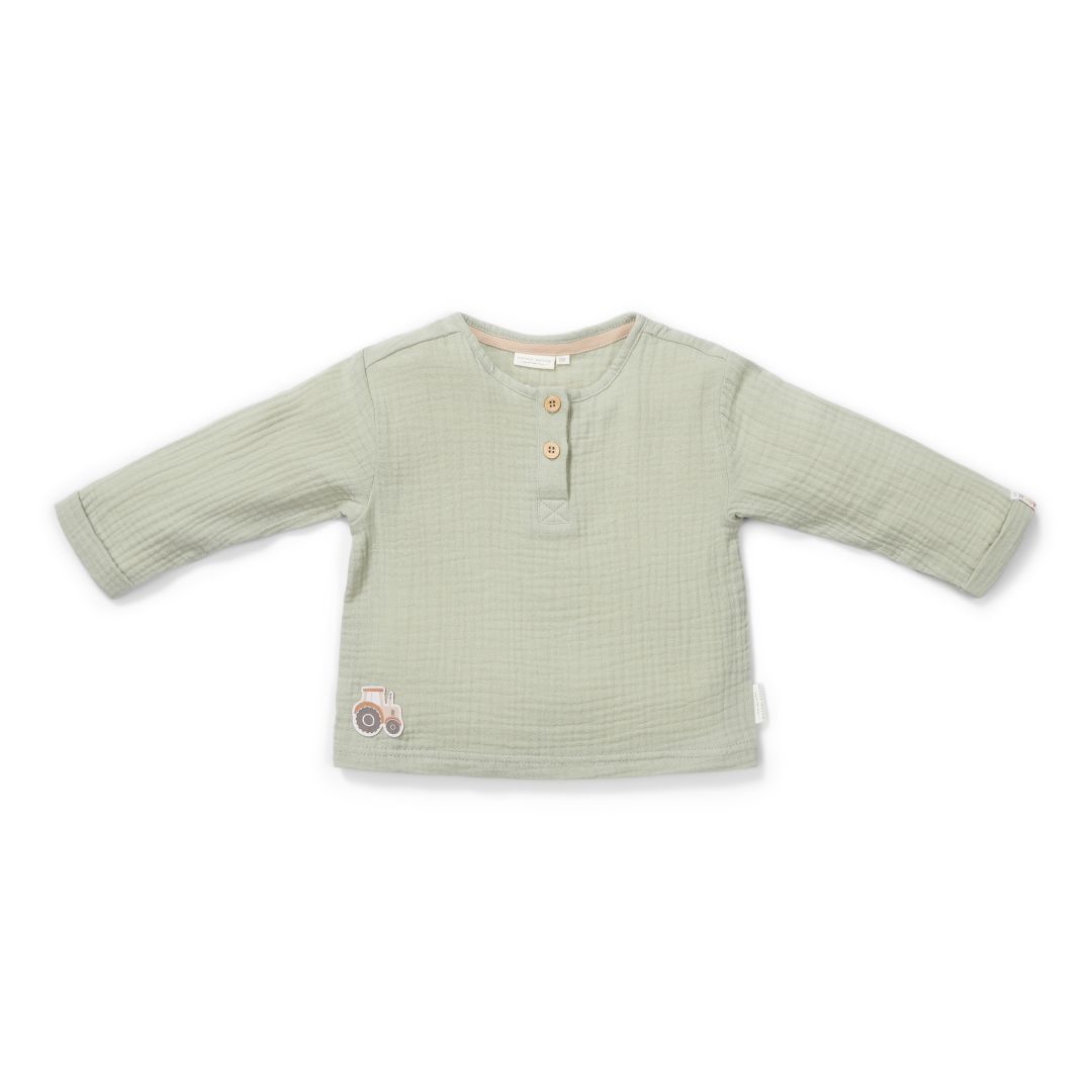 Little Dutch Musselin-Langarmshirt Grass Green aus Bio-Baumwolle – Produktansicht