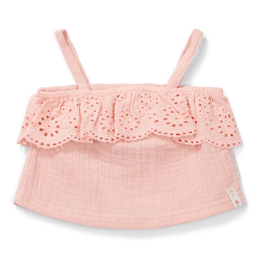 Top Flower Pink von Little Dutch – pinkes ärmelloses Kinderoberteil aus Bio-Baumwolle