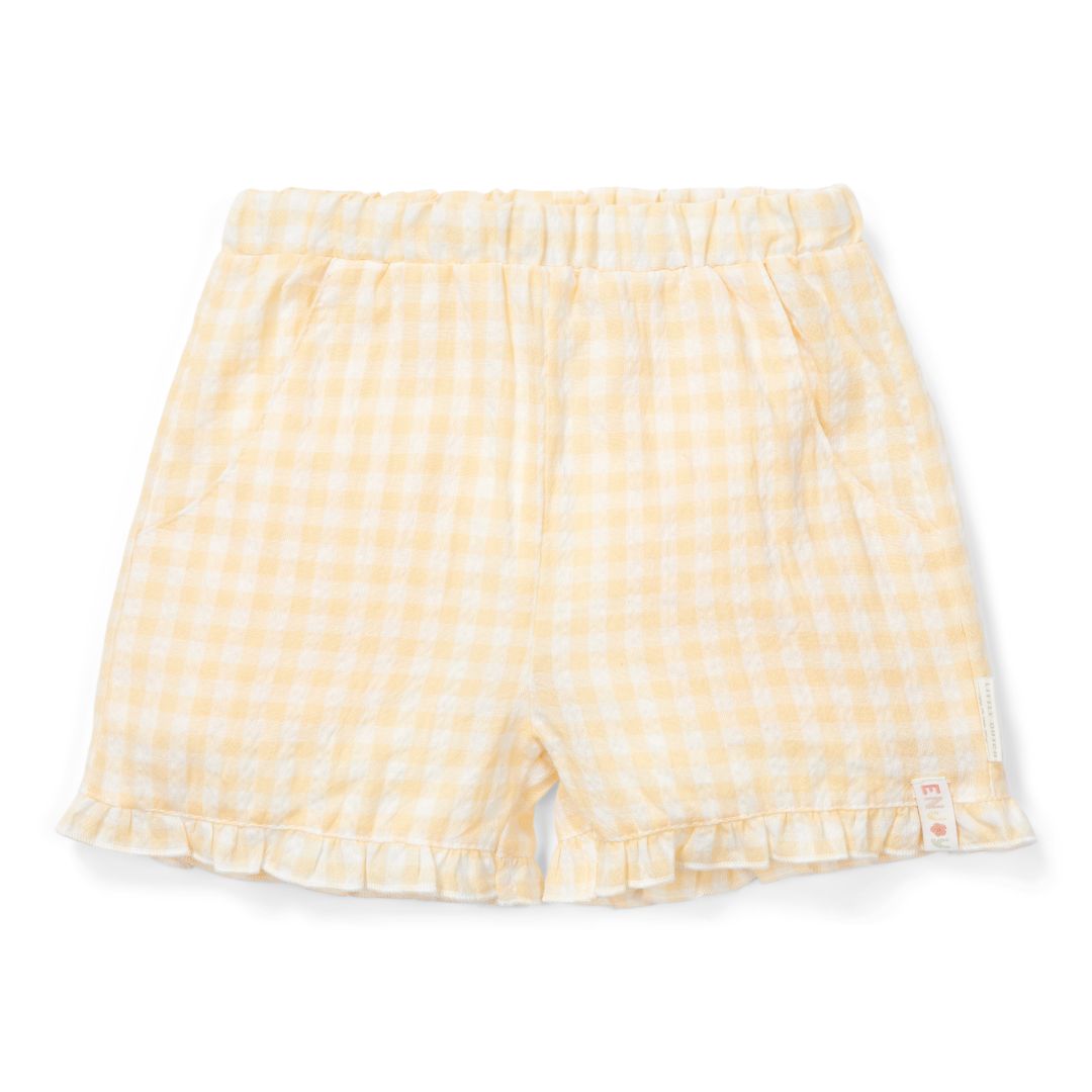 Little Dutch Shorts Sunshine Checks gelb-weiß kariert mit Rüschen