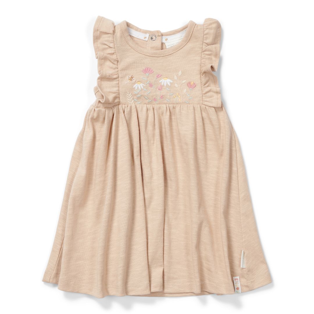 Little Dutch ärmelloses Kleid Beige Größe 74 aus Bio-Baumwolle