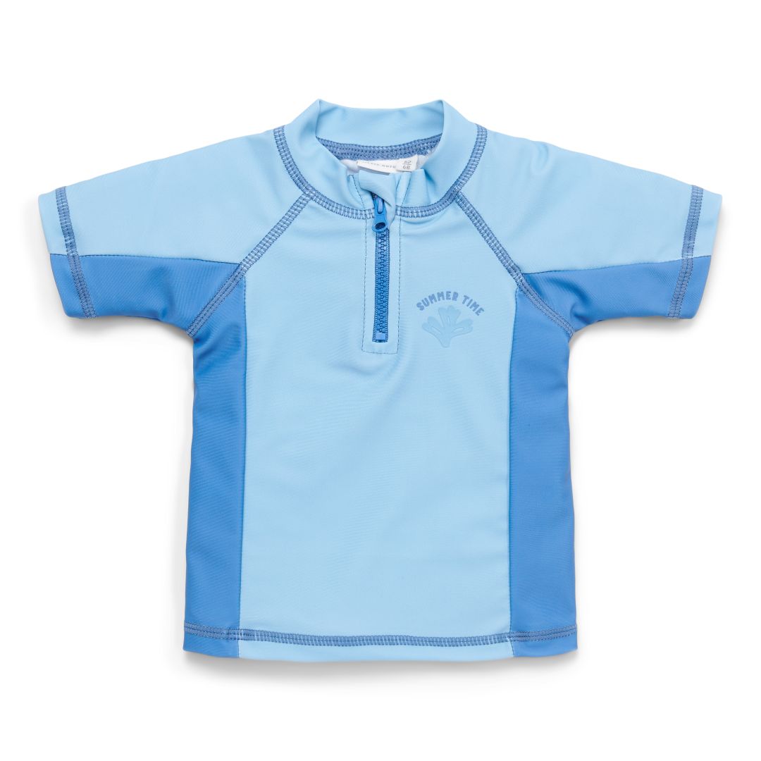 Blaues Little Dutch Badeshirt Blue Whale mit Wal-Motiv und Frontreißverschluss