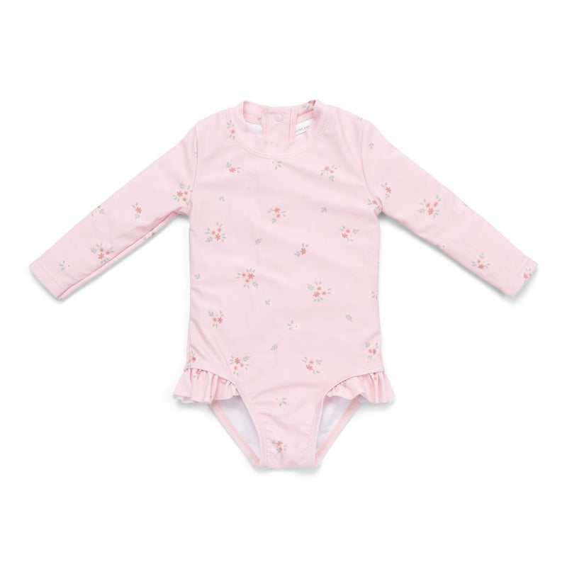 Little Dutch Langarm-Badeanzug Rosy Meadows mit Rüschen in Größe 62/68