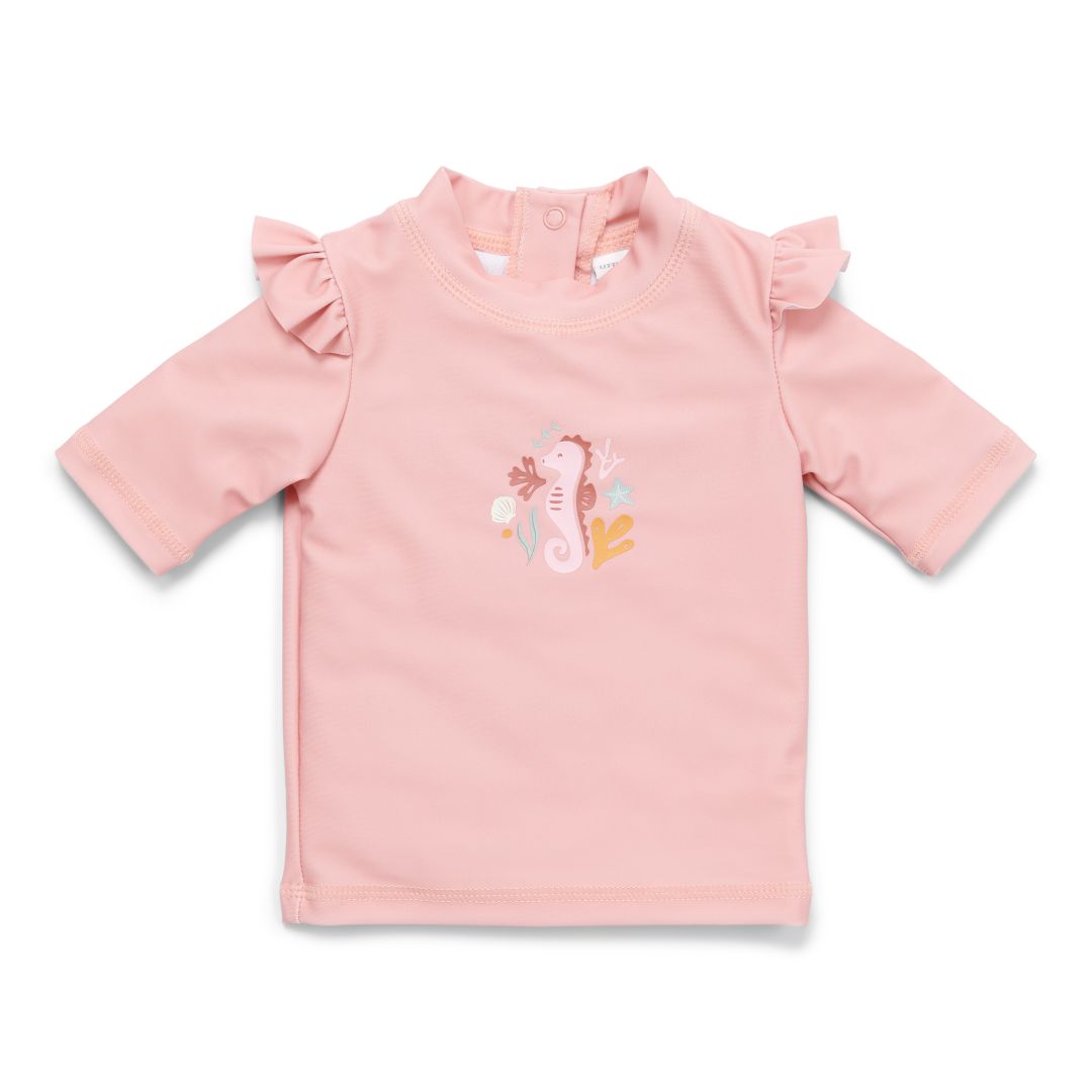 Little Dutch Bade-T-Shirt Seahorse Pink mit Rüschen