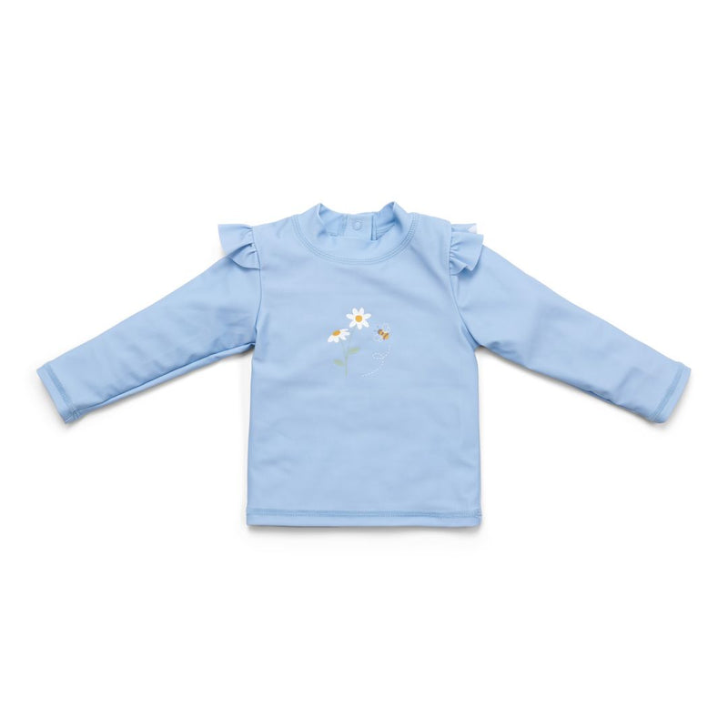 Little Dutch Bade-T-Shirt Blue Daisies in Hellblau mit Rüschen