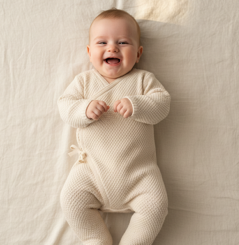 Little Dutch Wickel-Strampler gestrickt in Sand