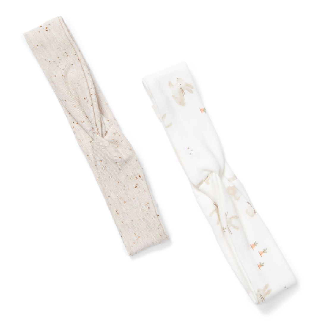 Zwei Baby-Stirnbänder Baby Bunny und Nappy Sand mit Schleifenknoten